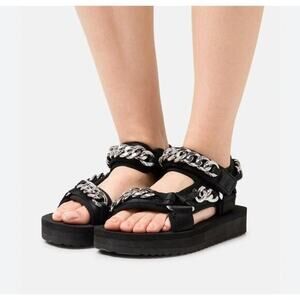 Buffalo London Sage Chain Sandal 38EU/7.5US‎ Platform Strap Closure Chunky Link